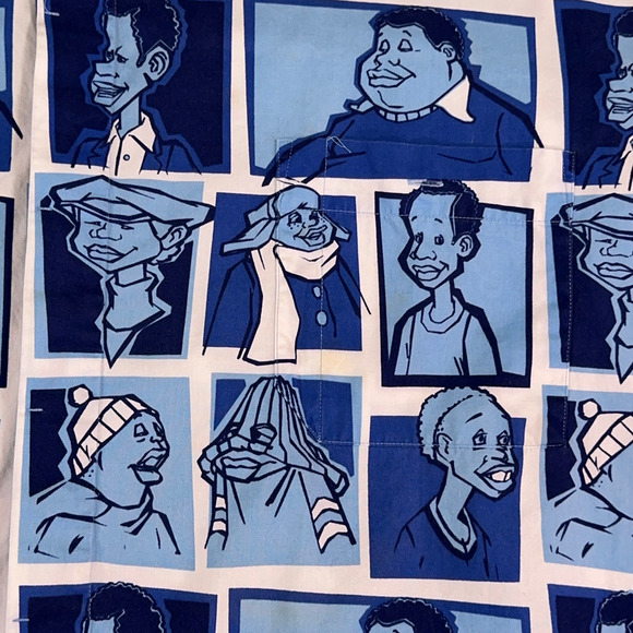 Vintage Platinum Fubu Shirt Adult 3XL Blue Fat Albert Allover 90s Y2K Hip Hop - Picture 8 of 14